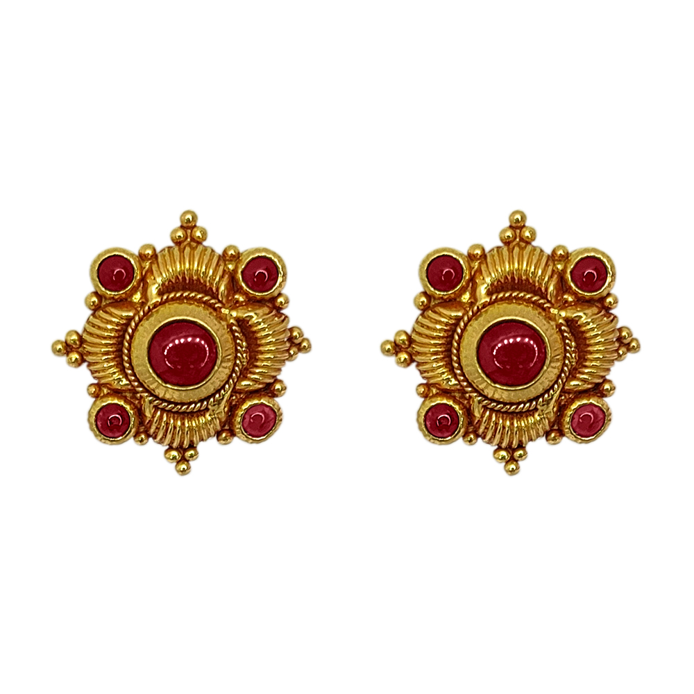 Stylish 5 Stones 22 KT Gold Stud Earrings Tops