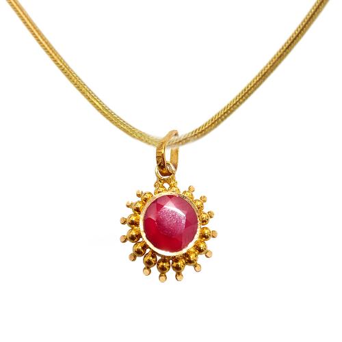 Red stone pendant deals gold