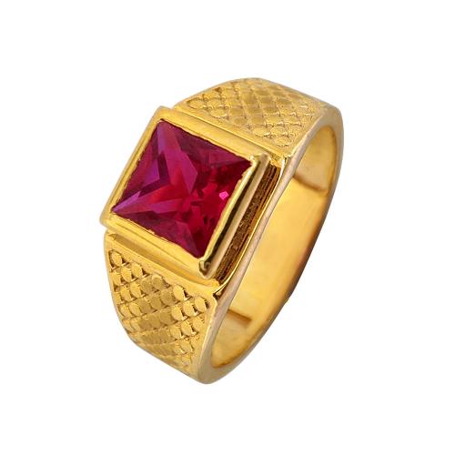 Sophisticated Red Stone 22 KT Gold Finger Ring for Men