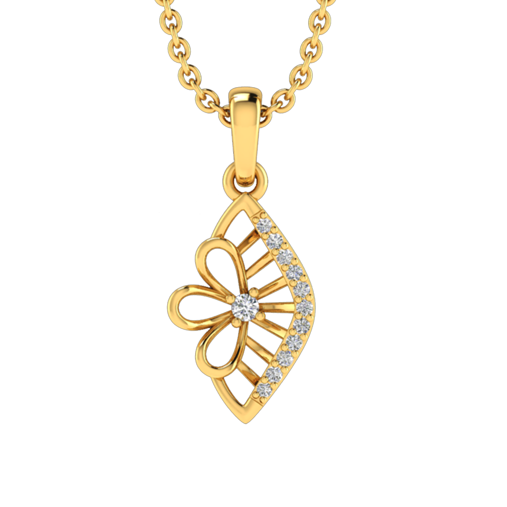 Modern Leaf 18 KT Diamond Pendant