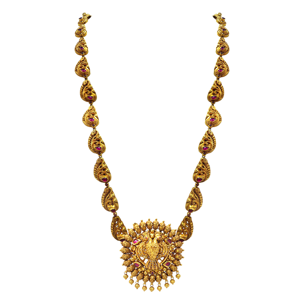 Floral Motif 22 KT Gold Haram Necklace