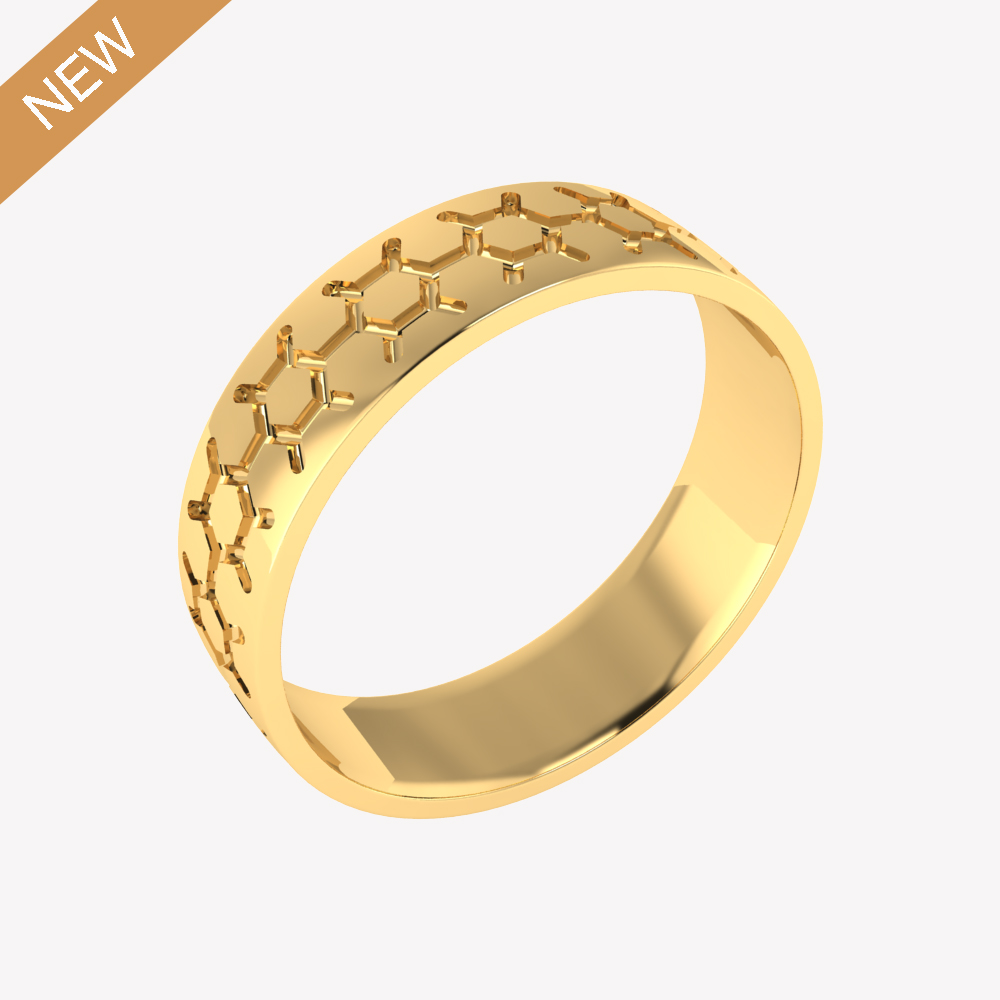 Hexagonal 22 KT Gold Engagement Ring