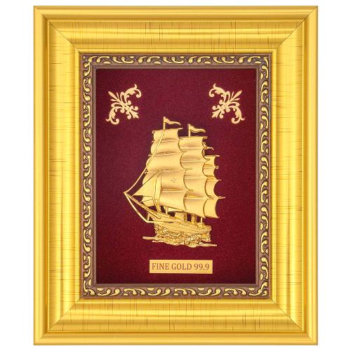 Gold Ship 24K Gold Foil Photo Frame