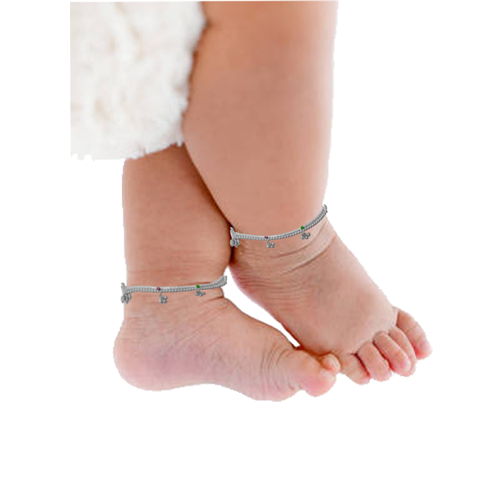 6.5 inches Sterling handmade amazing Silver Payal Anklets for Baby Girl
