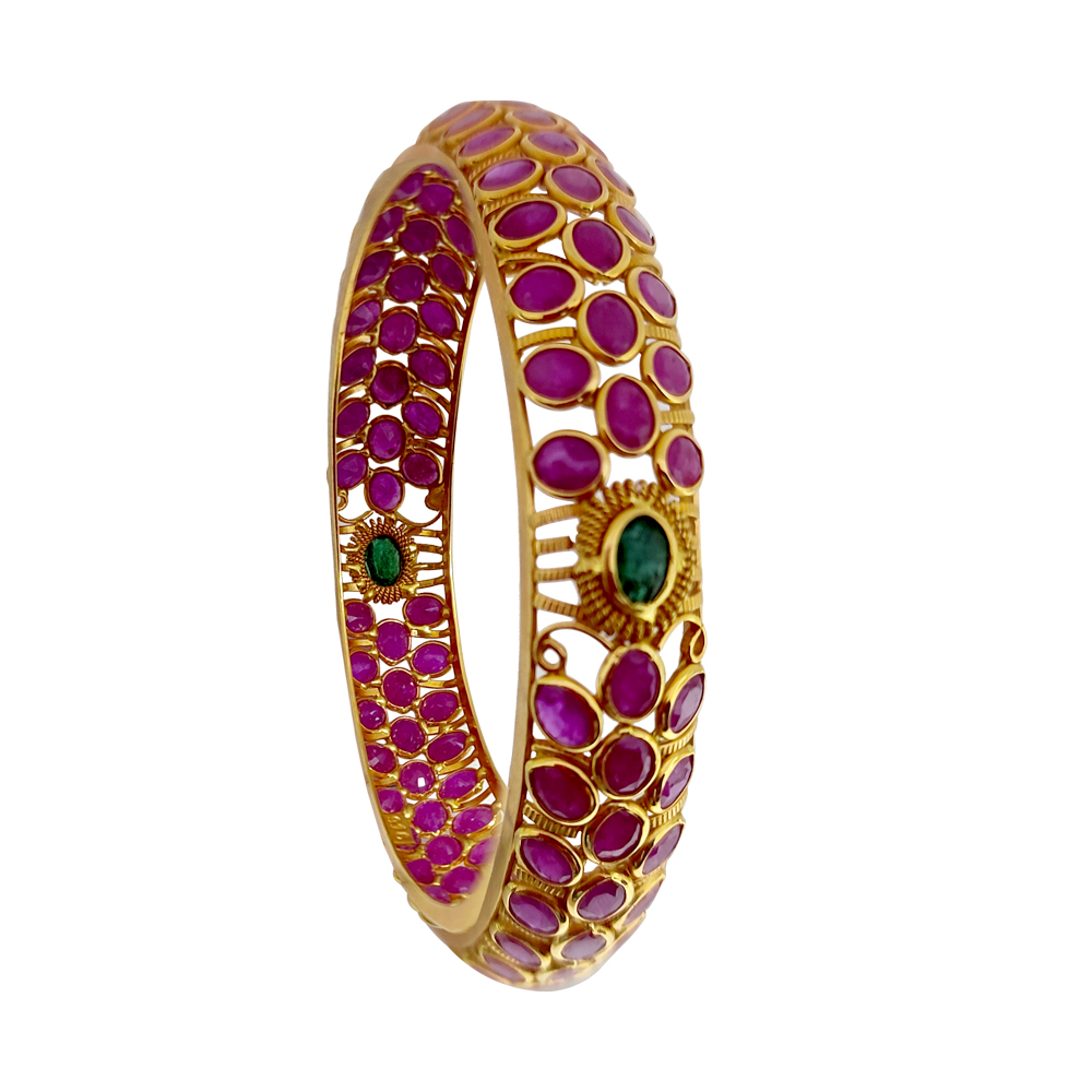 Gold bangles with ruby and deals emerald